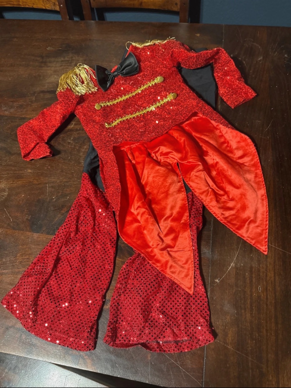 Red Sequin Ringmaster Kids Costume with Gold Trim